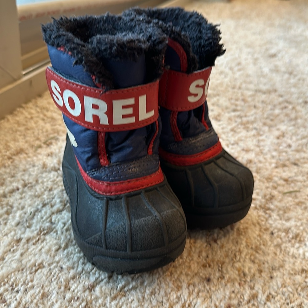 Sorel Snow Commander toddler boots blue and red size 4